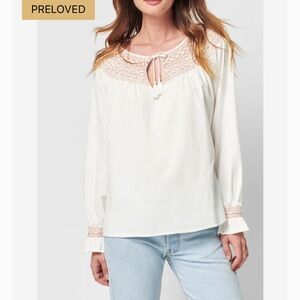 Faherty Laura Embroidered Cotton Blouse Size XS